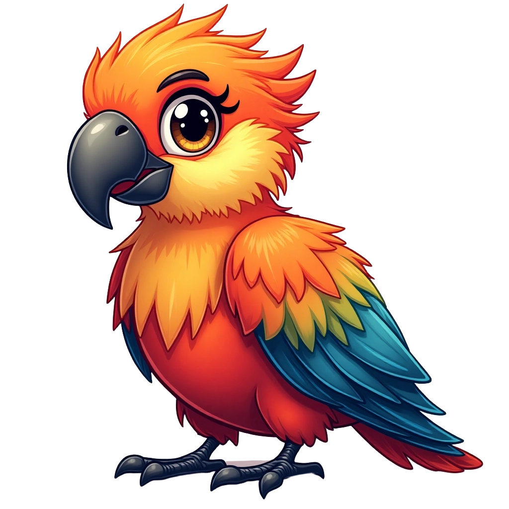 Colorful Cartoon Parrot